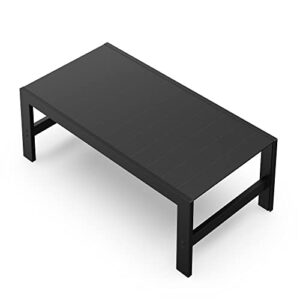 CNPRAZ Black Aluminum Outdoor Patio Coffee Table, Suitable for Garden, Open-air Balcony, Poolside, Easy to Move, Quick to Assemble, Full Aluminum Alloy Frame