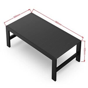 CNPRAZ Black Aluminum Outdoor Patio Coffee Table, Suitable for Garden, Open-air Balcony, Poolside, Easy to Move, Quick to Assemble, Full Aluminum Alloy Frame