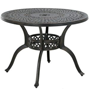 fdw patio table outdoor table outdoor dining table patio dining table wrought iron weather resistant patio furniture for patio outdoor pool balcony (round)