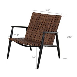 Grand patio Outdoor Aksel Series Conversation Chairs Set of 2 All Weather Wicker Patio Chairs with Powder Coated Aluminum Frame Bistro Set for Garden Backyard Balcony Brown