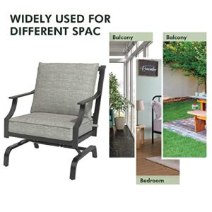 Grand patio 3 Pieces Patio Chairs Set,Steel Outdoor Furniture Set with Coffee Table and Grey Thick Cushions for Garden Lawn Porch(Grey)