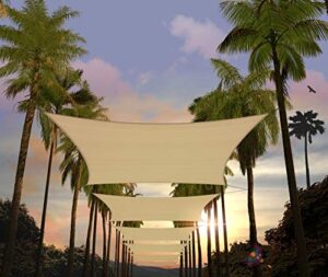 amgo 12′ x 20′ beige rectangle sun shade sail canopy awning atapr1220, 95% uv blockage, water & air permeable, commercial and residential (we customize)