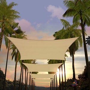 Amgo 12' x 20' Beige Rectangle Sun Shade Sail Canopy Awning ATAPR1220, 95% UV Blockage, Water & Air Permeable, Commercial and Residential (We Customize)