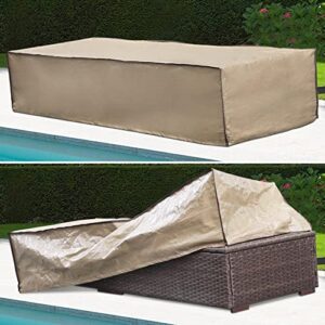 verano garden patio furniture covers ， waterproof outdoor couch cover ， polyester dust-resistant,beige (middle(79″ l x 27″ w x 16″ h))