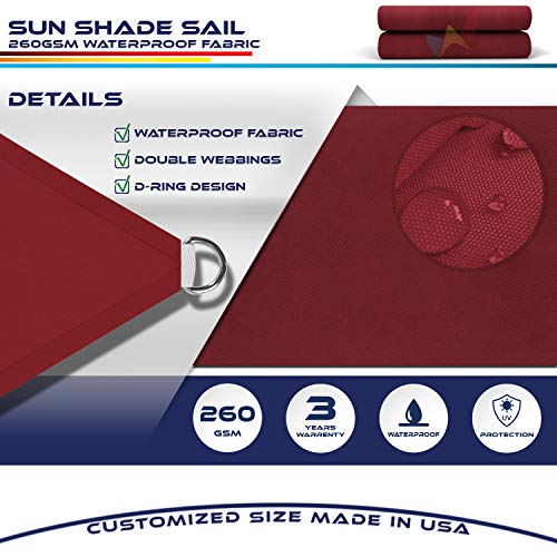Windscreen4less Right Triangle Red 16'x16'x22.6' Terylene Waterproof Sun Shade Sail UV Sesistant Canopy Awning Shelter Fabric for Patio Yard Lawn Garden Outdoor Activities - Customized Sizes