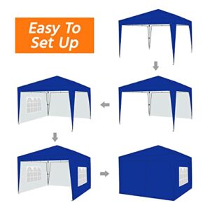 Yaheetech 10x10 Pop Up Canopy with 4 Removable Sidewalls, Portable Enclosed Instant Tent, Waterproof Outdoor Tent, Beach Sun Shelter with 4 Sandbags, 8 Stakes & 4 Ropes, Blue