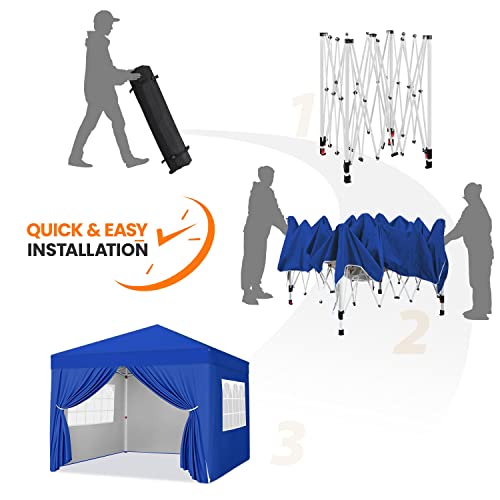 Yaheetech 10x10 Pop Up Canopy with 4 Removable Sidewalls, Portable Enclosed Instant Tent, Waterproof Outdoor Tent, Beach Sun Shelter with 4 Sandbags, 8 Stakes & 4 Ropes, Blue