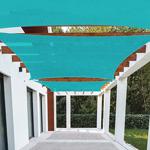 Patio Paradise 8' x 12' Turquoise Sun Shade Sail Rectangle Canopy UV Block Awning Heavy Duty Commercial Grade for Patio Backyard Lawn Garden Outdoor Activities