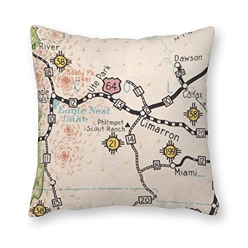 ArogGeld Waterproof Outdoor Throw Pillow Cover,Philmont Scout Ranch Map Cushion Cover,Outdoor Decorative Pillow case for Garden Patio Tent Couch,Housewarming Gift,18"×18"