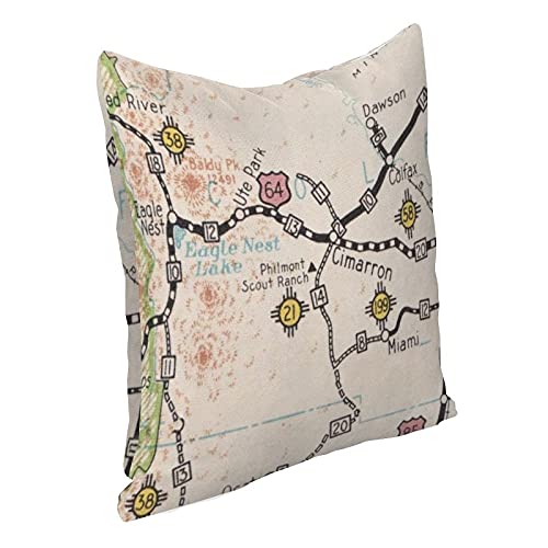 ArogGeld Waterproof Outdoor Throw Pillow Cover,Philmont Scout Ranch Map Cushion Cover,Outdoor Decorative Pillow case for Garden Patio Tent Couch,Housewarming Gift,18"×18"