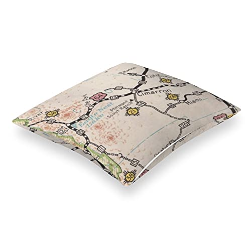 ArogGeld Waterproof Outdoor Throw Pillow Cover,Philmont Scout Ranch Map Cushion Cover,Outdoor Decorative Pillow case for Garden Patio Tent Couch,Housewarming Gift,18"×18"