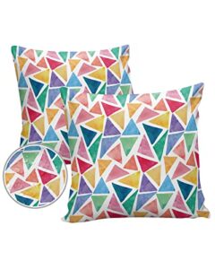 outdoor waterproof throw pillow covers geometric pattern lumbar pillowcases multicolor triangle decorative outdoor pillows cushion case patio pillows for sofa couch bed garden 16 x 16 inches