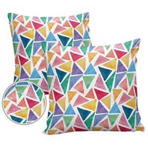 Outdoor Waterproof Throw Pillow Covers Geometric Pattern Lumbar Pillowcases Multicolor Triangle Decorative Outdoor Pillows Cushion Case Patio Pillows for Sofa Couch Bed Garden 16 x 16 Inches