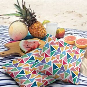 Outdoor Waterproof Throw Pillow Covers Geometric Pattern Lumbar Pillowcases Multicolor Triangle Decorative Outdoor Pillows Cushion Case Patio Pillows for Sofa Couch Bed Garden 16 x 16 Inches