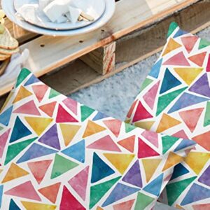 Outdoor Waterproof Throw Pillow Covers Geometric Pattern Lumbar Pillowcases Multicolor Triangle Decorative Outdoor Pillows Cushion Case Patio Pillows for Sofa Couch Bed Garden 16 x 16 Inches