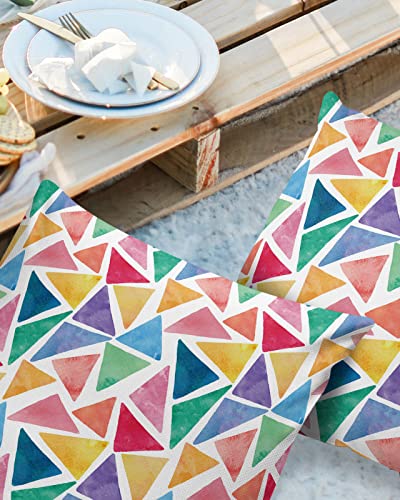 Outdoor Waterproof Throw Pillow Covers Geometric Pattern Lumbar Pillowcases Multicolor Triangle Decorative Outdoor Pillows Cushion Case Patio Pillows for Sofa Couch Bed Garden 16 x 16 Inches