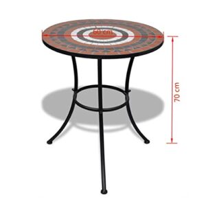 vidaXL Bistro Table Mosaic Ceramic Terracotta White Outdoor Garden Patio Cafe