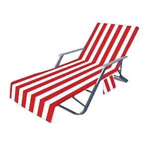 ochine beach chair cover pool lounge chaise towel cover sun lounger cover with side storage pockets for sun lounger pool sunbathing garden beach hotel (78.7×29.5 inch)