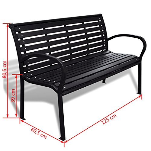 Festnight Garden Bench 49.2 Inch Steel WPC Frame Weather Resistant Slats Seat and Back Outdoor Bench for Parks School Playgrounds Colleges