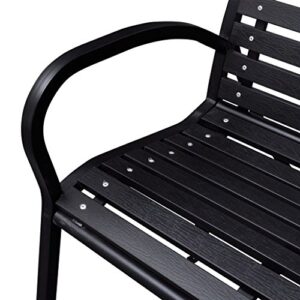 Festnight Garden Bench 49.2 Inch Steel WPC Frame Weather Resistant Slats Seat and Back Outdoor Bench for Parks School Playgrounds Colleges