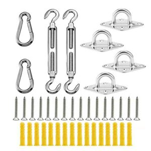 foluxing shade sail hardware kit for rectangle or square sun shade sail installation in patio lawn garden, 304 grade stainless for garden outdoors(40pcs)
