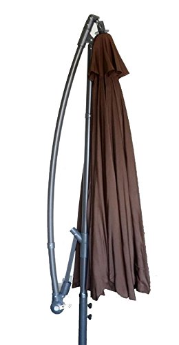 XtremepowerUS 96065 10 ft 8 Ribs Cantilever Offset Hanging Umbrellas Garden with Cross Base, Brown