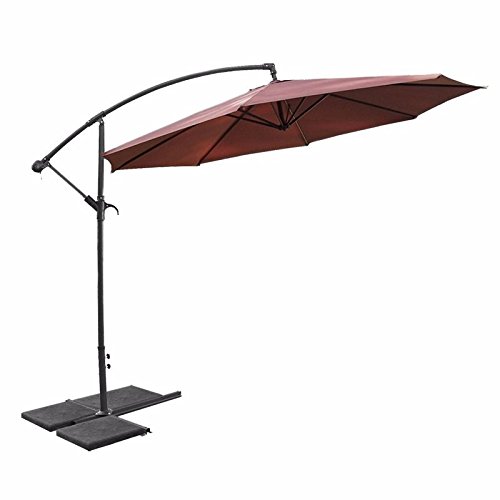 XtremepowerUS 96065 10 ft 8 Ribs Cantilever Offset Hanging Umbrellas Garden with Cross Base, Brown