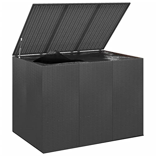 vidaXL Patio Cushion Box Garden Outdoor Lawn Yard Terrace Balcony Backyard Storage Chest Cabinet Cushion Box Furniture PE Rattan Gray