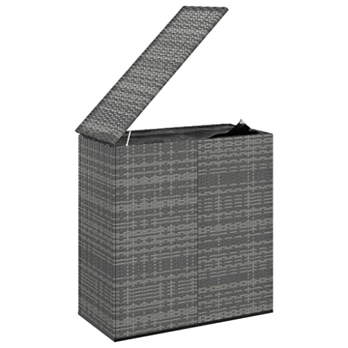 vidaXL Patio Cushion Box Garden Outdoor Lawn Yard Terrace Balcony Backyard Storage Chest Cabinet Cushion Box Furniture PE Rattan Gray