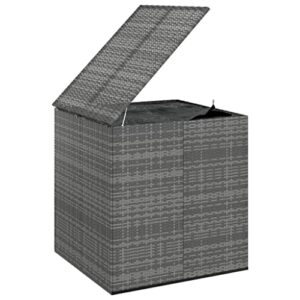 vidaXL Patio Cushion Box Garden Outdoor Lawn Yard Terrace Balcony Backyard Storage Chest Cabinet Cushion Box Furniture PE Rattan Gray