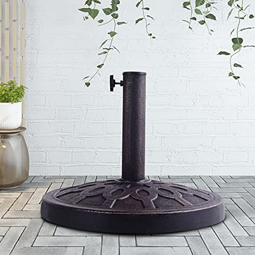 Salches Cast Umbrella Stand, 30lbs Heavy Duty Umbrella Stands for Outside, Outdoor Umbrella Holder for Garden/Beach/Patio/Deck/Porch, Classic Round Market Umbrella Base