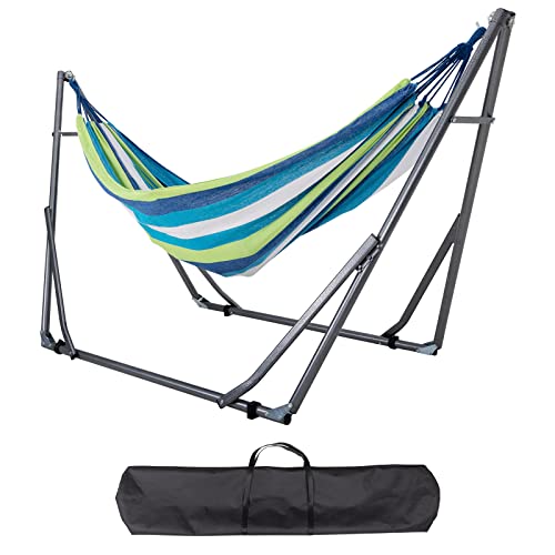 YUSING Hammock with Stand, Adjustable Heavy Duty Steel Frame, Portable Hammock for Indoor, Outdoor, Camping, Garden, Yard, Porch, Patio