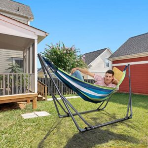 YUSING Hammock with Stand, Adjustable Heavy Duty Steel Frame, Portable Hammock for Indoor, Outdoor, Camping, Garden, Yard, Porch, Patio