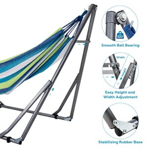 YUSING Hammock with Stand, Adjustable Heavy Duty Steel Frame, Portable Hammock for Indoor, Outdoor, Camping, Garden, Yard, Porch, Patio