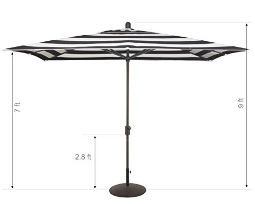 Secret Garden Home Goods Laguna Cove 10' x 6.5' Rectangular Auto Tilt Market Umbrella (Black Sapphire, Sunbrella- Fern)