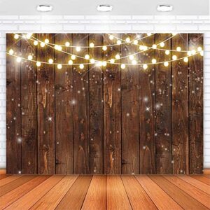 mocsicka rustic wood photography backdrop glitter lights vintage wooden backdrops 7x5ft rustic wedding birthday i do bbq baby shower bridal shower background party studio props