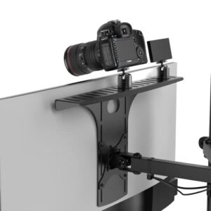 humancentric dslr monitor mount – monitor shelf for desk camera mount, light webcam and microphone camera shelf for monitor vesa arm, replace clamp tripods for camera desk mount, large