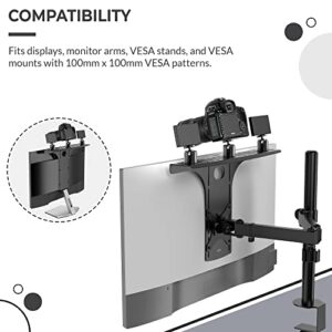 HumanCentric DSLR Monitor Mount – Monitor Shelf for Desk Camera Mount, Light Webcam and Microphone Camera Shelf for Monitor VESA Arm, Replace Clamp Tripods for Camera Desk Mount, Large