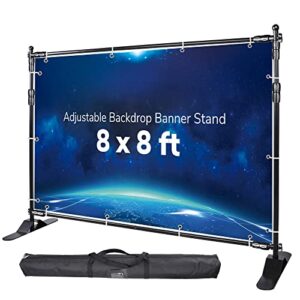 winspin 8′ banner stand step and repeat display backdrop banner stand adjustable telescopic for parties trade show wall exhibitor photo booth background with carrying bag