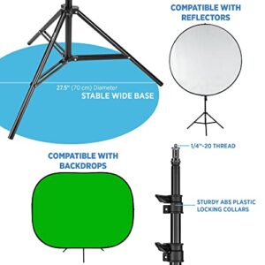 Fovitec 7'6" Spring Cushioned Collapsible Background Stand Kit with Clip for Pop Up Backdrops, Chroma Key Green Screens, and Foldable Disc Reflectors