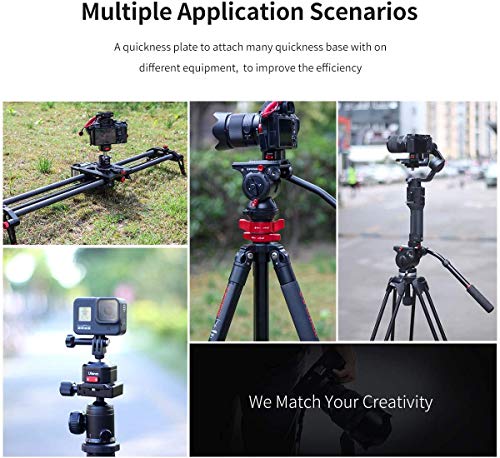 ULANZI Claw Quick Release Plate Tripod QR Camera Mount Adapter, Quick Setup Kit with 1/4'' Screw for Canon/Sony/Nikon Cameras/Zhiyun/Feiyu/DJI/Moza Stablizers Switch Between Tripod/Monopod/Slider