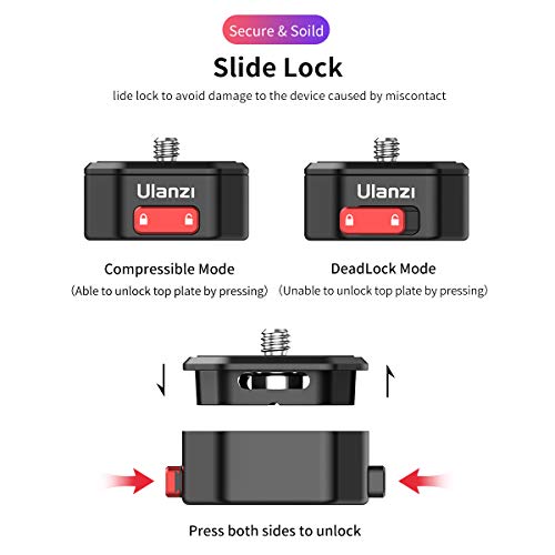 ULANZI Claw Quick Release Plate Tripod QR Camera Mount Adapter, Quick Setup Kit with 1/4'' Screw for Canon/Sony/Nikon Cameras/Zhiyun/Feiyu/DJI/Moza Stablizers Switch Between Tripod/Monopod/Slider