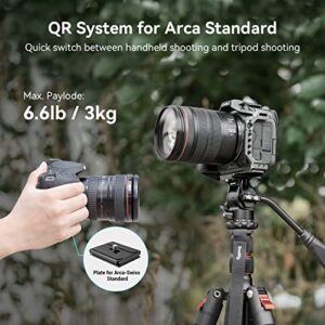 SmallRig Selection Tripod Fluid Head Pan Tilt Head with Quick Release Plate for Arca Swiss for Compact Video Cameras and DSLR Cameras -3259