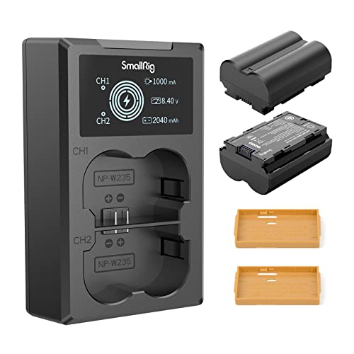 SmallRig NP-W235 Battery Charger Set for Fujifilm NP-W235 Battery, Double Slot NP-W235 Charger for Fujifilm X-T5, X-T4, GFX 100S, X-H2S, for Fujifilm GFX 50S II, VG-XT4, 2040mAh - 3822