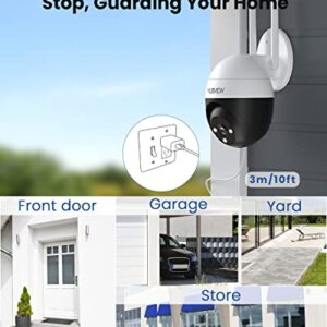 MUBVIEW 2K Security Camera Outdoor, Cameras for Home Security PTZ 360° View, 3MP Dome Surveillance Cameras with Motion Detection, Siren, Full Color Night Vision,Work with Alexa & Google Home (2Packs)