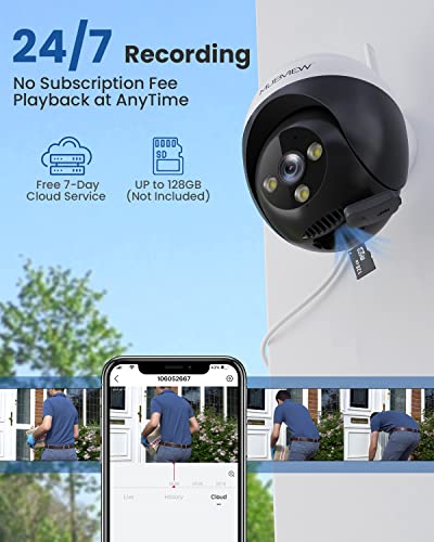 MUBVIEW 2K Security Camera Outdoor, Cameras for Home Security PTZ 360° View, 3MP Dome Surveillance Cameras with Motion Detection, Siren, Full Color Night Vision,Work with Alexa & Google Home (2Packs)