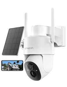 tmezon wireless security camera outdoor, 2k security camera wireless solar powered, ptz wifi control, color night vision with pan tilt 360° view