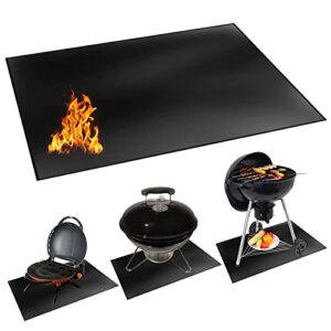 large grill mats for outdoor grill, 60” x 42” rectangle under grill mat, oil-proof fire pit mat, bbq mat for deck patio protective, fireproof mat for charcoal grills, gas grills, oil fryers