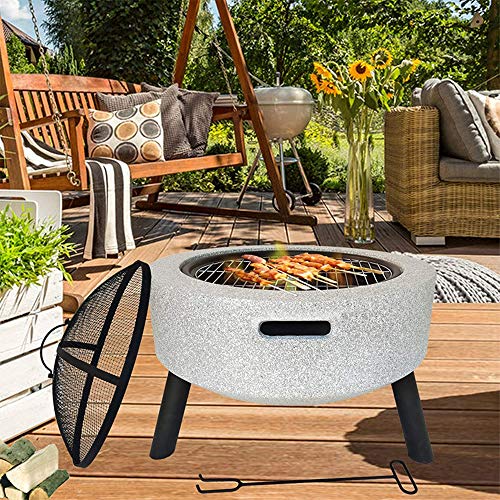 NEWCES Safety Certification Luxury Tripod Grill Wood Burning Barbecues/BBQ Grills/Fire Pit Table Charcoal Barbeque Grills Garden Heater Fire Bowls Multi-Purpose Smoker BBQ Grill