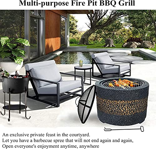 NEWCES Safety Certification Large Fire Pit BBQ Grills Fire Bowl Barbecue Grill Stand Multifunction Charcoal Barbecue Grill Smoker BBQ Grill for Outdoor Garden